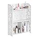 Finether 3-Shelf Shelving Unit, Modular Sakura White Wooden Plastic Composite 3 Tier Shelving Unit Storage Shelf Bookcase Display Shelf with 4 Compartments for Bedroom Living Room Kitchen Office