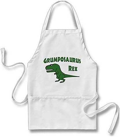 Starings Funny Aprons 2015 Grumposaurus Green Adult Apron with Pockets, White