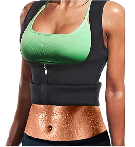 LODAY Women Neoprene Sauna Sweat Waist Trainer Vest with Zipper