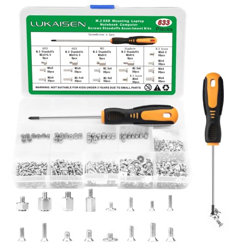 633pcs Laptop Screws, M.2 NVMe SSD Mounting Screw Kit, M2 M2.5 M3