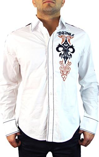 Rebel Spirit Embroidered Fleur Button Down Shirt XXL White