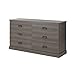 South Shore Gloria 6-Drawer Double Dresser, Gray Maple with Brass Finish Handles