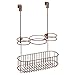 mDesign Over Door Bathroom Hair Care & Styling Tool Organizer Storage Basket for Hair Dryer, Flat Iron, Curling Wand, Straightener - Hang Inside or Outside Cabinet Doors, 3 Sections, Venetian Bronze