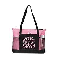 Gym Tote Bag for Women - If Only Sarcasm Burnt Calories Pink Workout Tote - Funny Gym Fitness Sayings - Fitness Tote Bag for Women (Gym Tote Bag, If Only Sarcasm Burnt Calories Pink)