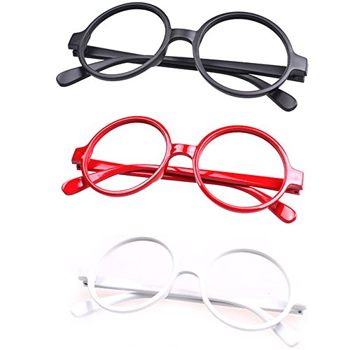 Set of 3 FancyG® Retro Geek Nerd Style Round Shape Glass Frame NO LENSES SET108