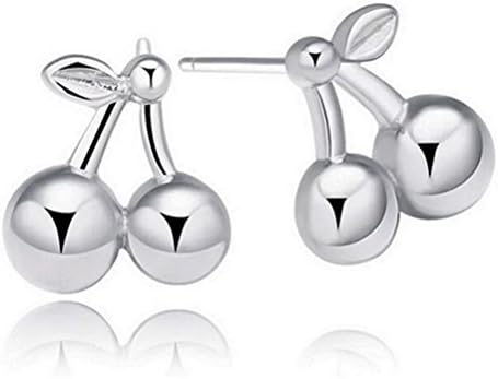Omos Women Fashion Jewelry 925 Sterling Silver Lovely Sweet Cherry Stud Earrings Prevent Allergy