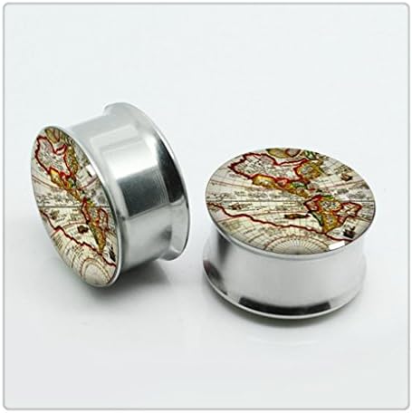 Maps Plugs, Screw Flesh Tunnel Ear Plug Taper Earring Stretcher Plug Ear Tunnel,Free Gift Box (1 pair (20 mm))