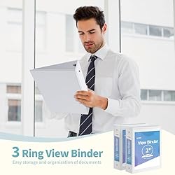 SUNEE 3 Ring Binder 2 Inch 1 Pack, Clear View