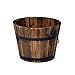Rustic Wood Whiskey Barrel Planter Box Round Small Wooden Garden Flower Pot
