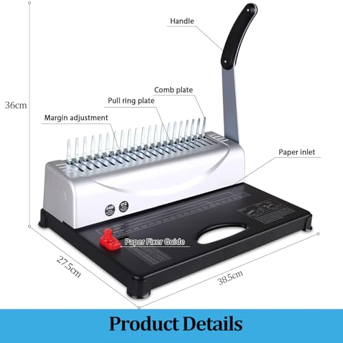 MANYUK 21Holes Binding Machine, Comb Binding Machines with 100PCS Comb Bindings Spines, 450 Sheets Book Binder for Letter Size, A4, A5 Paper