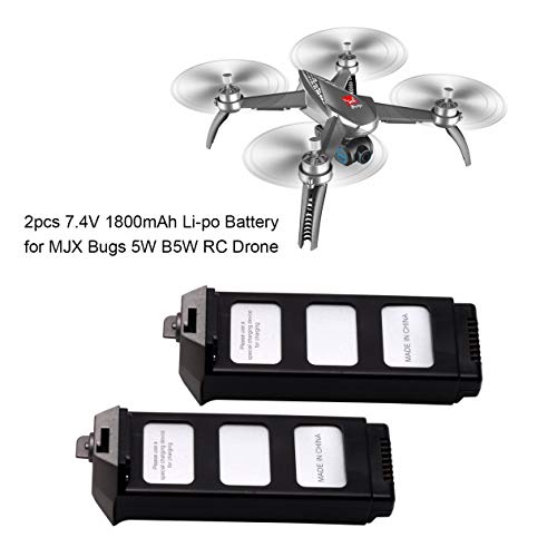 Heraihe 2pcs 7.4V 1800mAh Li-po Battery with 4 in 1 Charger for MJX Bugs 5W B5W RC Drone Quadcopter Aircraft UAV Part Accessories
