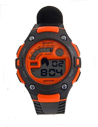 Young Teen Boy's New Tough Digital Sport Watch -Orange Accent