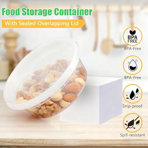 VINATO Airtight Food Containers, 48pcs Deli Food Containers with Lids, 12 x 950 ml | 24 x 470 ml | 12 x 240 ml, Reusable, BPA-Free, Dishwasher and Microwave Safe