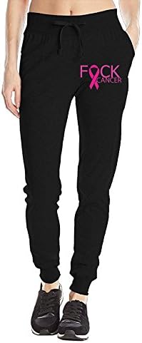 Losport Women's Fck Cancer Cotton Joggers Pants Slim Fit Bottoms Jersey Sweatpant With Pockets M Black