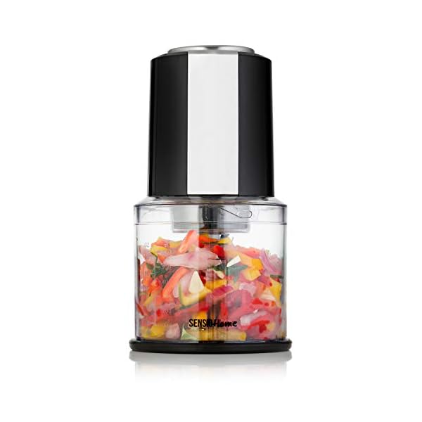 Sensio-Home-Mini-Food-ChopperSmall-Food-Processor--Electric-Dicer-Suitable-for-Baby-Food-Onion-and-Other-Vegetables-600ml-Blender-Bowl-and-Quad-Durable-Stainless-Steel-Blades--300W-Black Sensio Home Mini Food Chopper/Small Food Processor – Electric Dicer, Onion and Other Vegetables - 600ml Blender Bowl and…