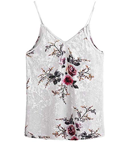 image for TWGONE Women Sleeveless Casual Basic Strappy Velvet V Neck Camis Tank 