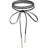 GZRYEJLEI 1 Pcs Black Gothic Bow Choker Necklace for Women, Velvetr with Gold Tube, Neck Chokers Long Wrap Rope Collar Tie, Accessories for Party Prom