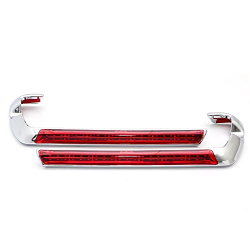 Senkauto Chrome Saddlebag Red LED Side Marker Light Cover for Harley Touring Road Electra Street Glide 2014-2018