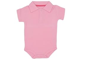 Teach Leanbh Baby Boys Pure Color Cotton Short Long Sleeve Polo Bodysuit 3-24 Months (Pink, 12 Months)