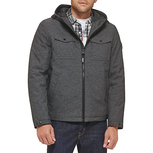 Levi's Men's Soft Shell Two Pocket Sherpa Lined Hooded Trucker Jacket Graphit... for sale online