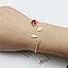 CHOA 3D Rose Bracelet,Charm Gold Silver Personalized Rose Pendant Bracelet for Women Girls (red Rose Rose Gold)