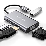 USB C to HDMI VGA Adapter, with 4K HDMI, Dual Screen Display, Manelord USB c hub, 87W PD Port, USB 3.0, Compatible with Nintendo Switch, MacBook Pro/Air/ipad Pro, Dell XPS, Samsung More