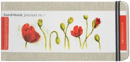 SpeedballLinen Watercolour Journal 300gsm, Pocket Panorama, White, 3.5 x 8.25", For Painting, Drawing, Students, Artists, Journaling