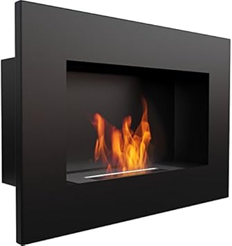 Delta Modern Wall Mounted Bioethanol Fireplace Fireplace Black