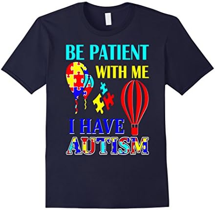 Men's Be Patient With Me I Have Autism Awareness Tshirt Large Navy