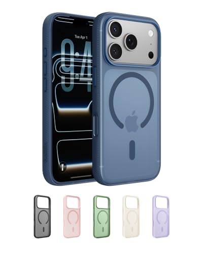 SheerForce Grip iPhone 17 Pro Hülle MagSafe Kompatible Handyhülle mit Rutschfesten Rändern, iPhone Schutzhülle, Magnetisch, Transparent, Dünn und Stoßfest – Blau