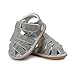 Kuner Infant Baby Boys Girls Pu Leather Rubber Sole Anti-Slip Summer Sandals First Walkers (13cm(12-18months), Gray-1)