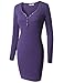 Doublju Womens Long Sleeve Button Down Henley Ribbed Knit Dress