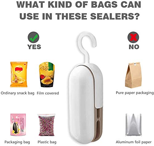 Mini Bag Sealer Handheld, 2 in 1 Heat Sealer and Cutter Portable Sealer with Hook for Plastic Bags Food Storage Snacks Bag (Battery Not Included)