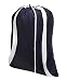 Backpack Laundry Bag, Navy Blue - 22" X 28" - Two Shoulder Straps for Easy Backpack Carrying and Drawstring Closure. These Nylon Laundry Bags Come in a Variety of Attractive Colors and Patterns. primary