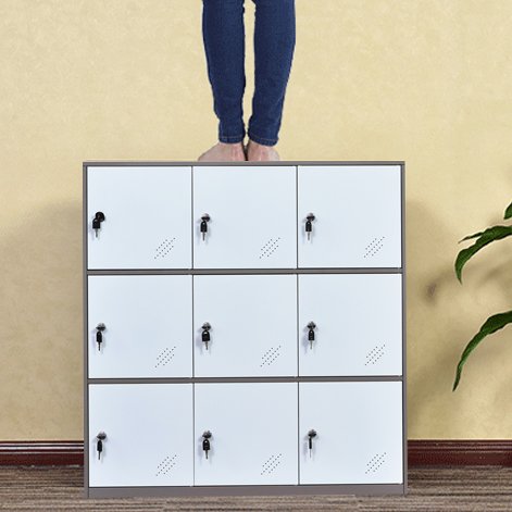 9 Door Metal Locker, Office Cabinet Locker,Living Room and School Locker Organizer,Home Locker Organizer Storage for Kids,Bedroom and Office Storage Cabinet with Doors and Lock for Cloth White