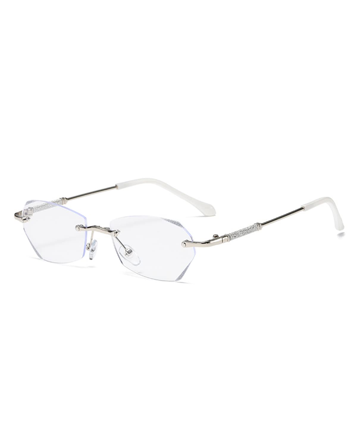 LUFF Rimless Reading Glasses for Women,Fashion Lightweight Anti Blue Light Readers Classic Metal Comfortable Frame Glasses