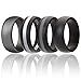 ROQ Silicone Wedding Ring for Men, Silicone Rubber Band 4 Pack - Black, Grey, Silver, Beveled Metallic Platinum, Size 10