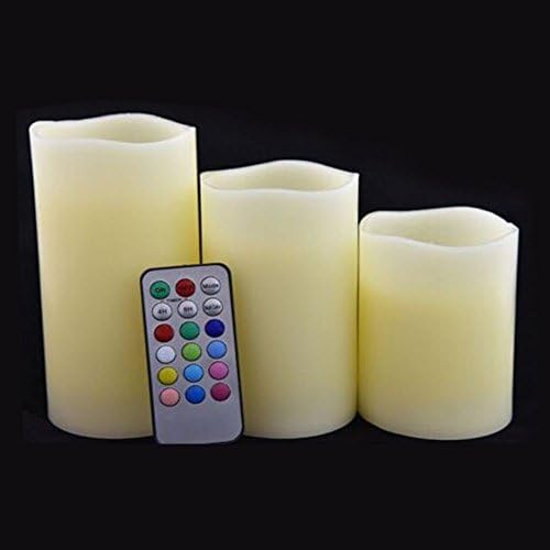 Virocana Tea light LED Flameless Candle Fake Candles with multi-color Remote Control and Timer for Indoor or Outdoor( Set of 3)