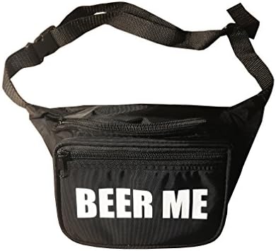 College Fannies | Premium Double Pocket, Neon Nylon Fanny Pack | Perfect Bum Bag for the Beach &amp; Rave &amp; Dance Party &amp; 80's or 90's Style Party (BEER ME)