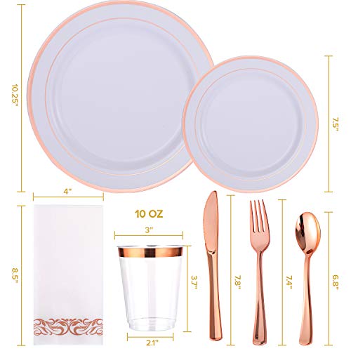 350 Piece Rose Gold Dinnerware Set 50 Guest 100 Rose Gold Plastic