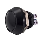 URTONE Momentary Push Button Switch, UR123, 1NO SPST DC/AC 36V 2A Aluminum Alloy Metal Shell Suitable for 12mm 1/2" Mounting Hole - Black