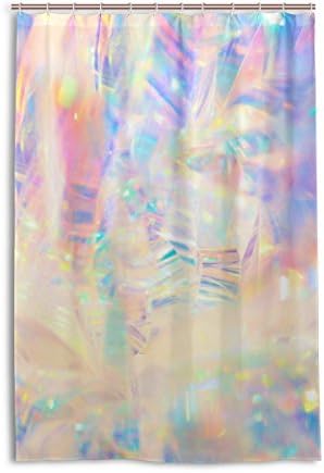 Top Carpenter Holographic Iridescent Metallic Bath Shower Curtain Liners - 48x72in - 100% Polyester - Mildew Resistant with C-Shaped Curtain Hook Modern Bathroom Decoration 1 Panel