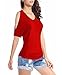 TTI Womens V-neck 1/2 Sleeves Drape Waist Cotton Top Tee