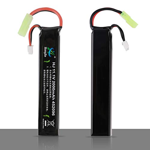 11.1V Airsoft Battery 2000mAh 30C Rechargeable Hobby LiPo Battery with Mini Tamiya Connector for Airsoft Guns Airsoft Rifle