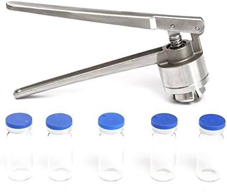 20MM Manual Crimper Hand Seal Ring Machine Tool with 100 Vials + Stoppers + Caps