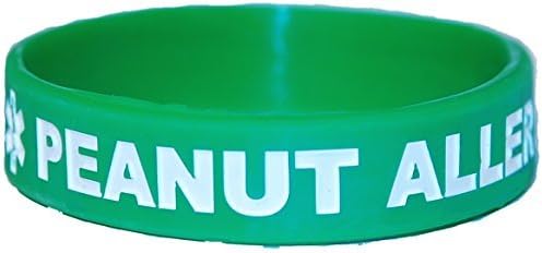 Peanut Allergy Medical Alert Silicone Bands White Lettering (Child - 7 Inch), Green BUY 2 Get 1 FREE! by Medical Alert Bands