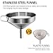 Stainless Steel Kitchen Funnel with Removable Strainer/Filter for Essential/Cooking Oils, Food Grade 3 Set Metal Funnels for Transferring of Liquid, Fluid, Dry Ingredients & Powder, HOXHA (3 Packs)