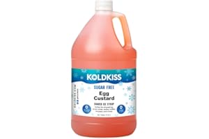 KoldKiss Sugar Free Egg Custard Shaved Ice, Hawaiian Shaved Ice & Snow Cone Syrup - 1 Gallon. Perfect for Parties, Milkshakes, Slushees, and More. Sweetened with Sucralose.