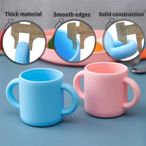 Tiny Silicone Drinking Training Cup for Baby and Toddler 2 easy grip handles Baby Open Cup