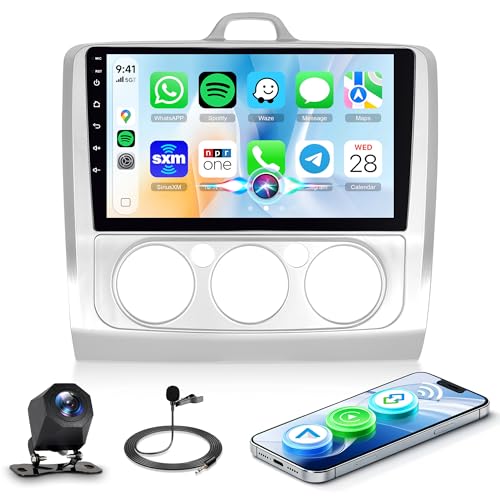 Rimoody Car Radio for Ford Focus Mk2 Mk3 Exi MT 2 3 2004-2011 Wireless Carplay Android Car You-Tube Vi-Link Bluetooth FM/RDS DSP EQ, 9 Inch Touchscreen Radio USB/AUX SWC Rear Camera